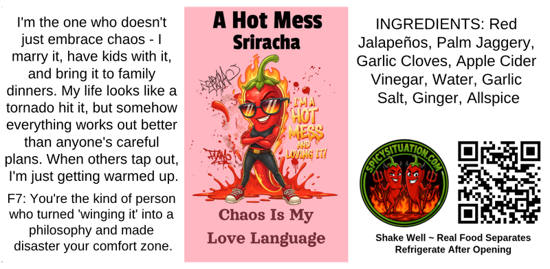 Label art for Hot Mess Sriracha